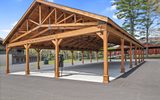 A wooden covered pavilion.